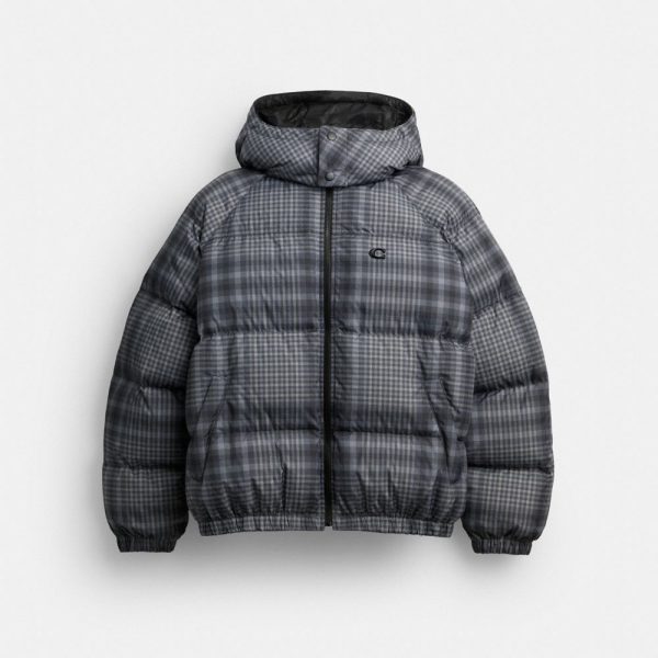 Coach Printed Plaid Puffer Jacket - Preorder