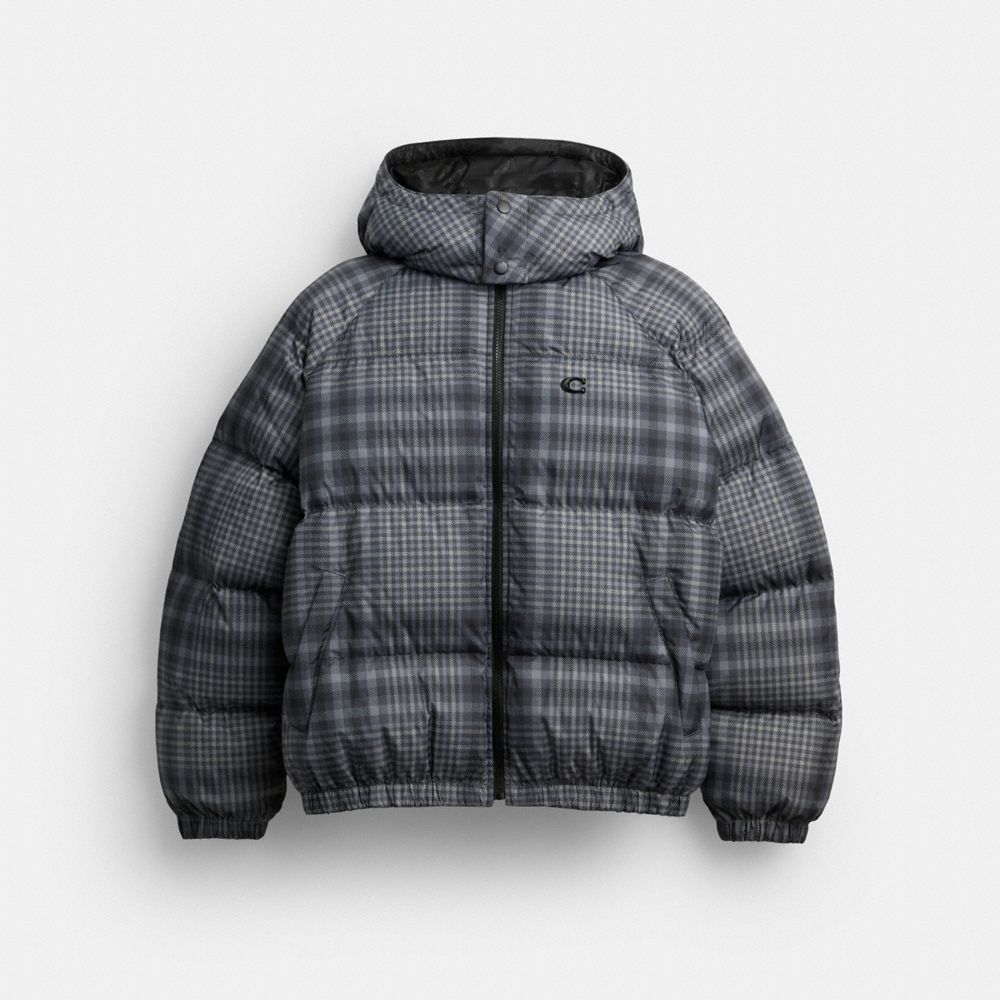 Coach Printed Plaid Puffer Jacket - Preorder