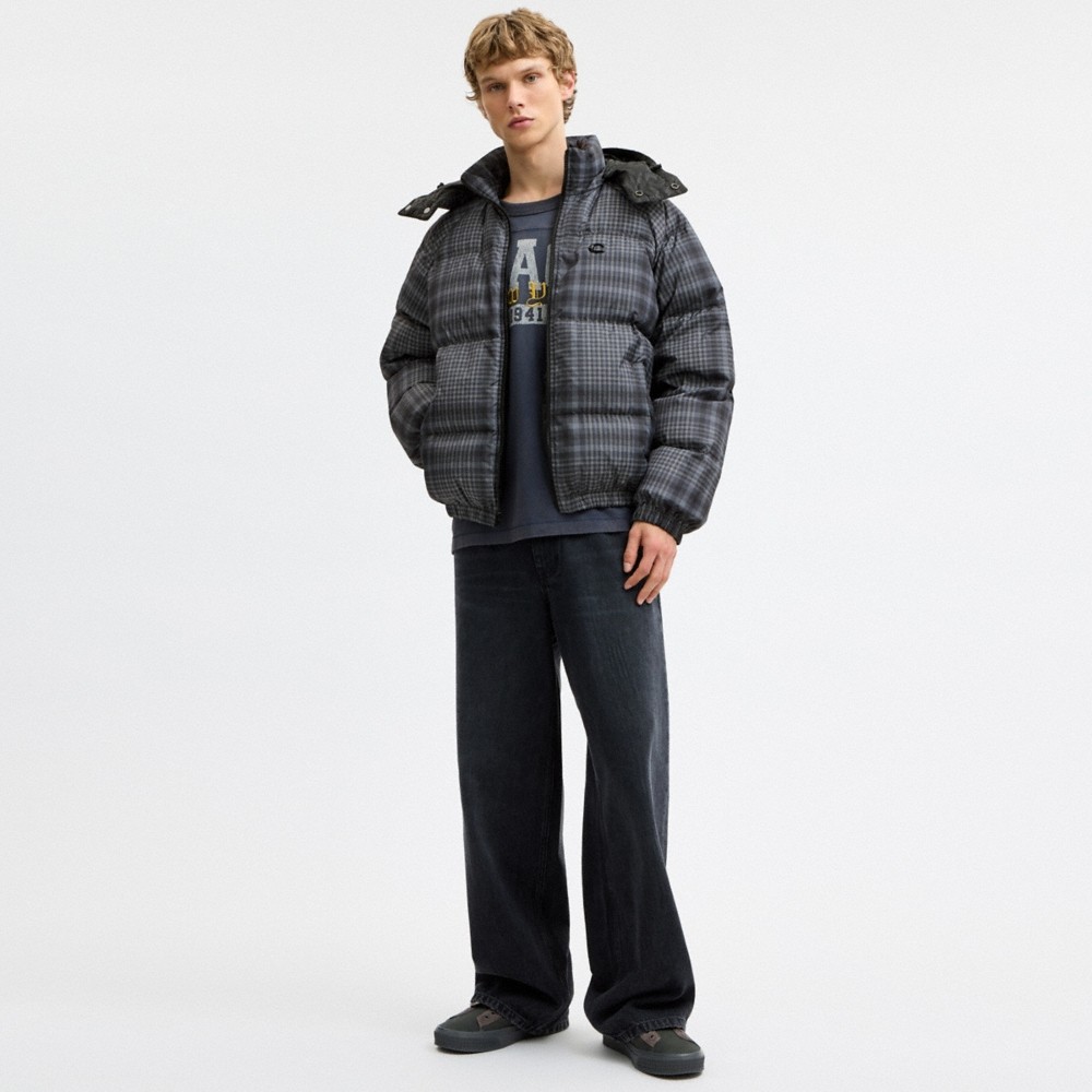 Coach Printed Plaid Puffer Jacket - Preorder