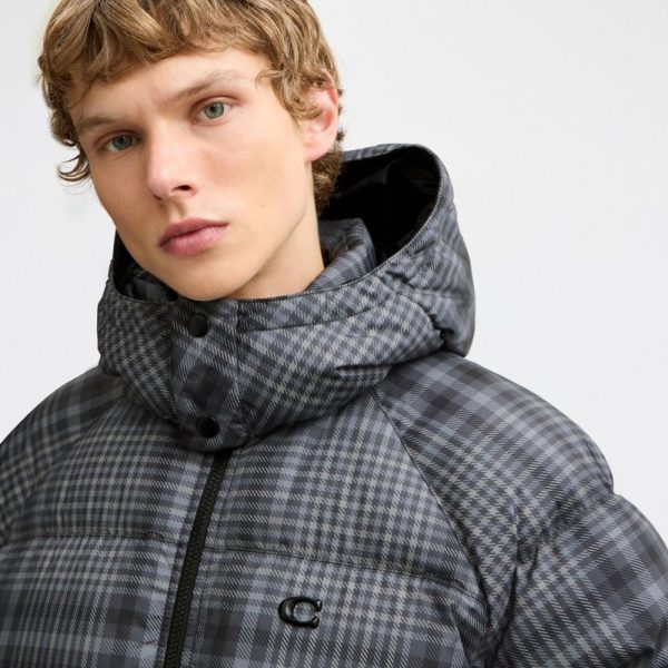 Coach Printed Plaid Puffer Jacket - Preorder