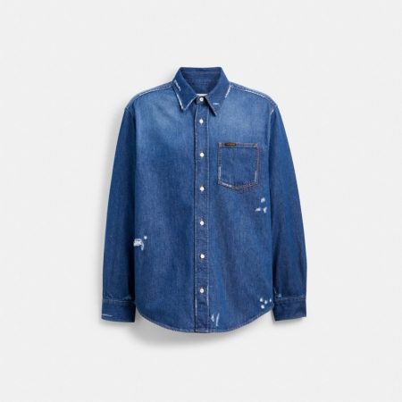 Coach Denim Shirt In Organic Cotton - Preorder — Blue