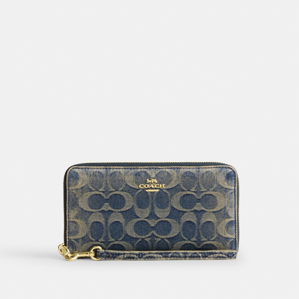 Coach Outlet Long Zip Around Wallet In Signature Regenerative Cotton Denim - Preorder
