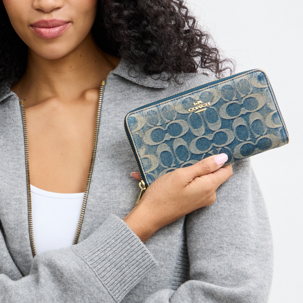 Coach Outlet Long Zip Around Wallet In Signature Regenerative Cotton Denim - Preorder - Image 5