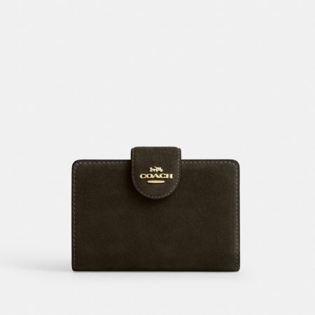 Coach Outlet Medium Corner Zip Wallet - Preorder — Brass/Ebony