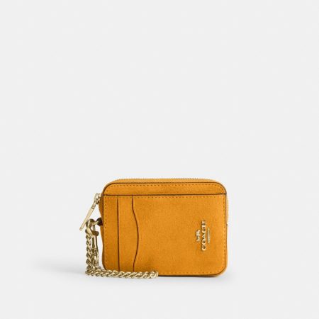 Coach Outlet Zip Card Case - Preorder — Brass/Marigold