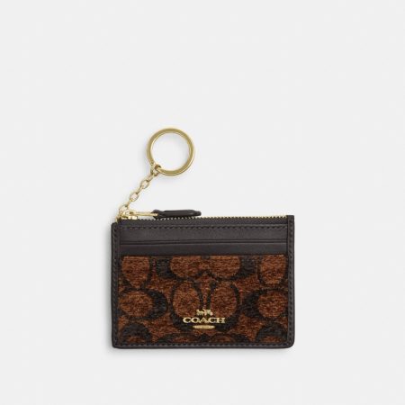 Coach Outlet Mini Skinny Id Case In Signature Chenille - Preorder — Brass/Truffle