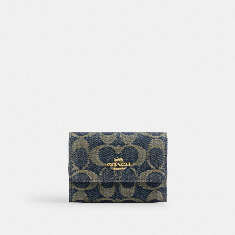 Coach Outlet Flap Card Case In Signature Regenerative Cotton Denim - Preorder