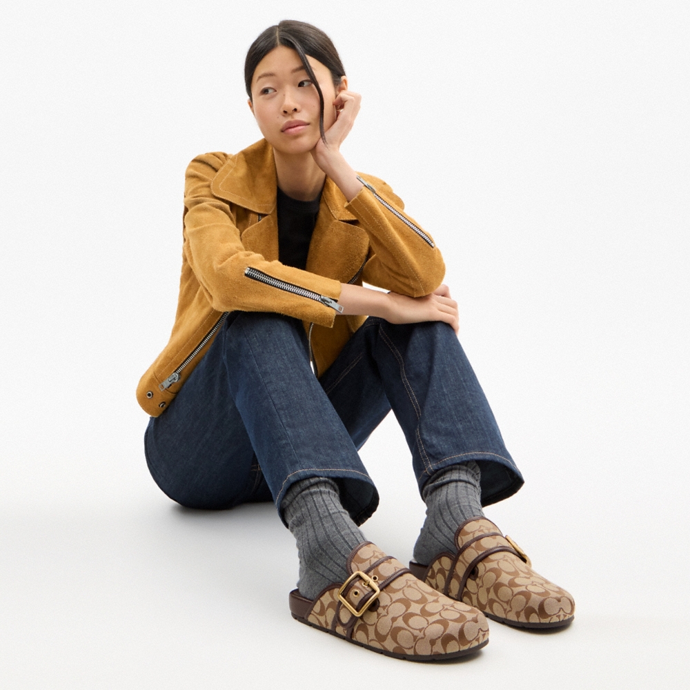 Coach Outlet Archival Buckle Clog With Signature Sateen Jacquard - Preorder