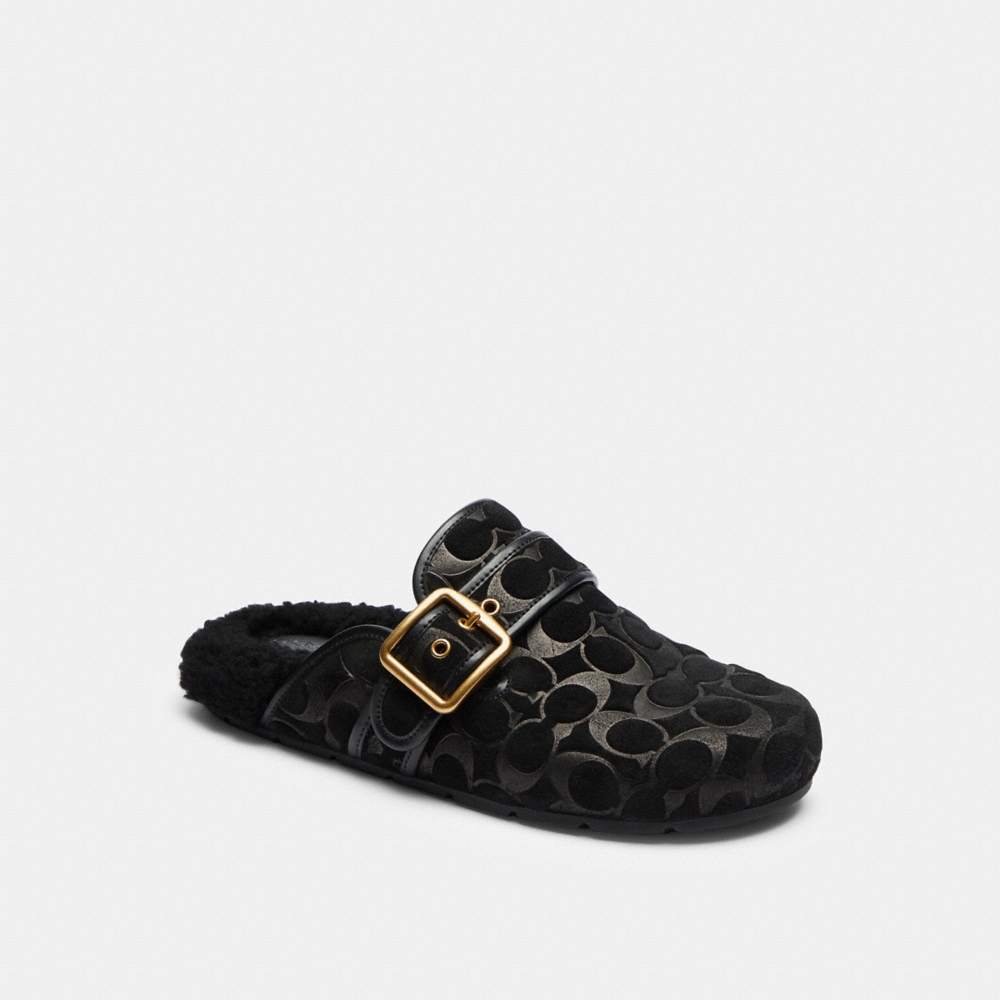Coach Outlet Archival Buckle Clog With Signature Suede And Shearling - Preorder