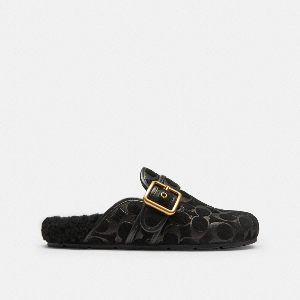 Coach Outlet Archival Buckle Clog With Signature Suede And Shearling - Preorder