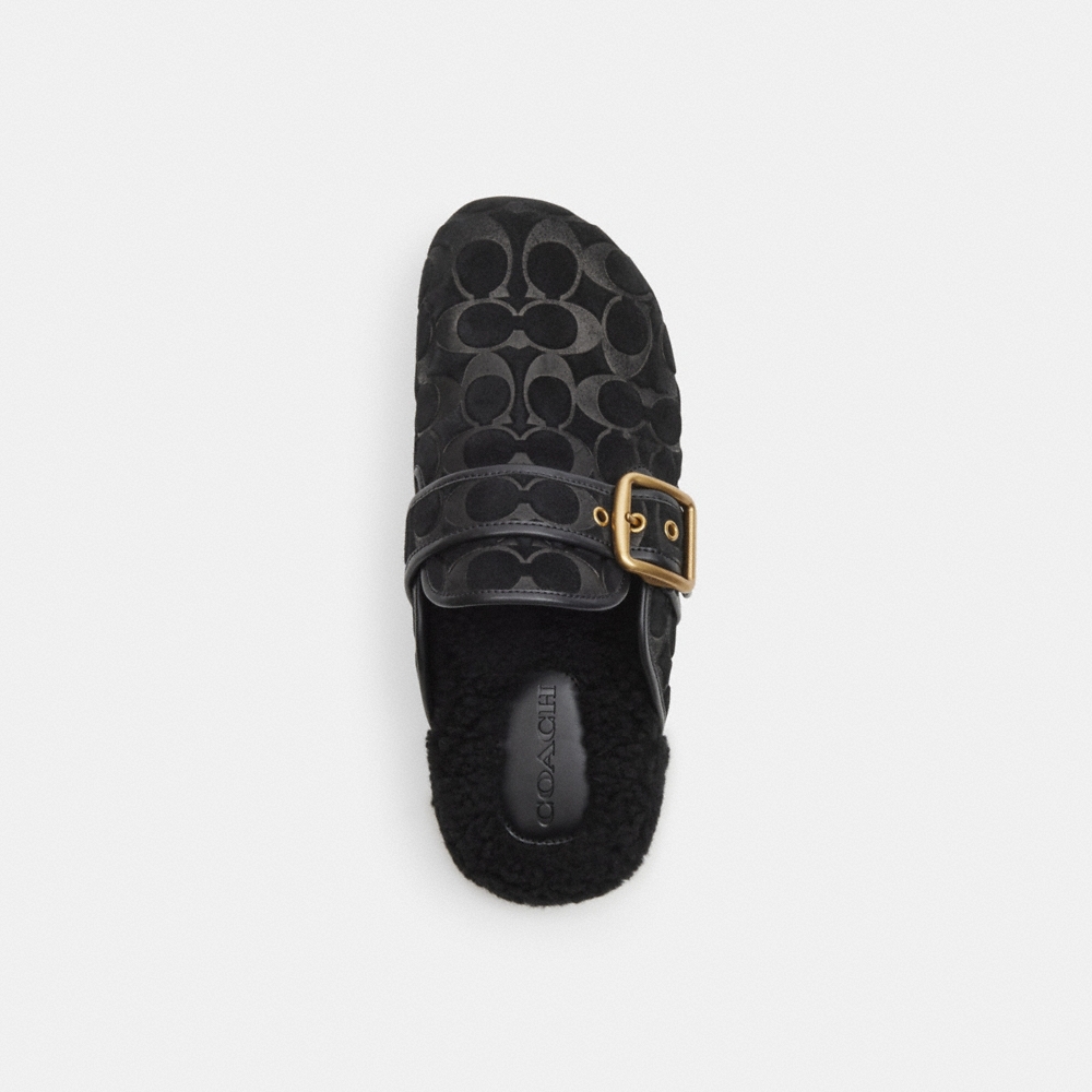 Coach Outlet Archival Buckle Clog With Signature Suede And Shearling - Preorder