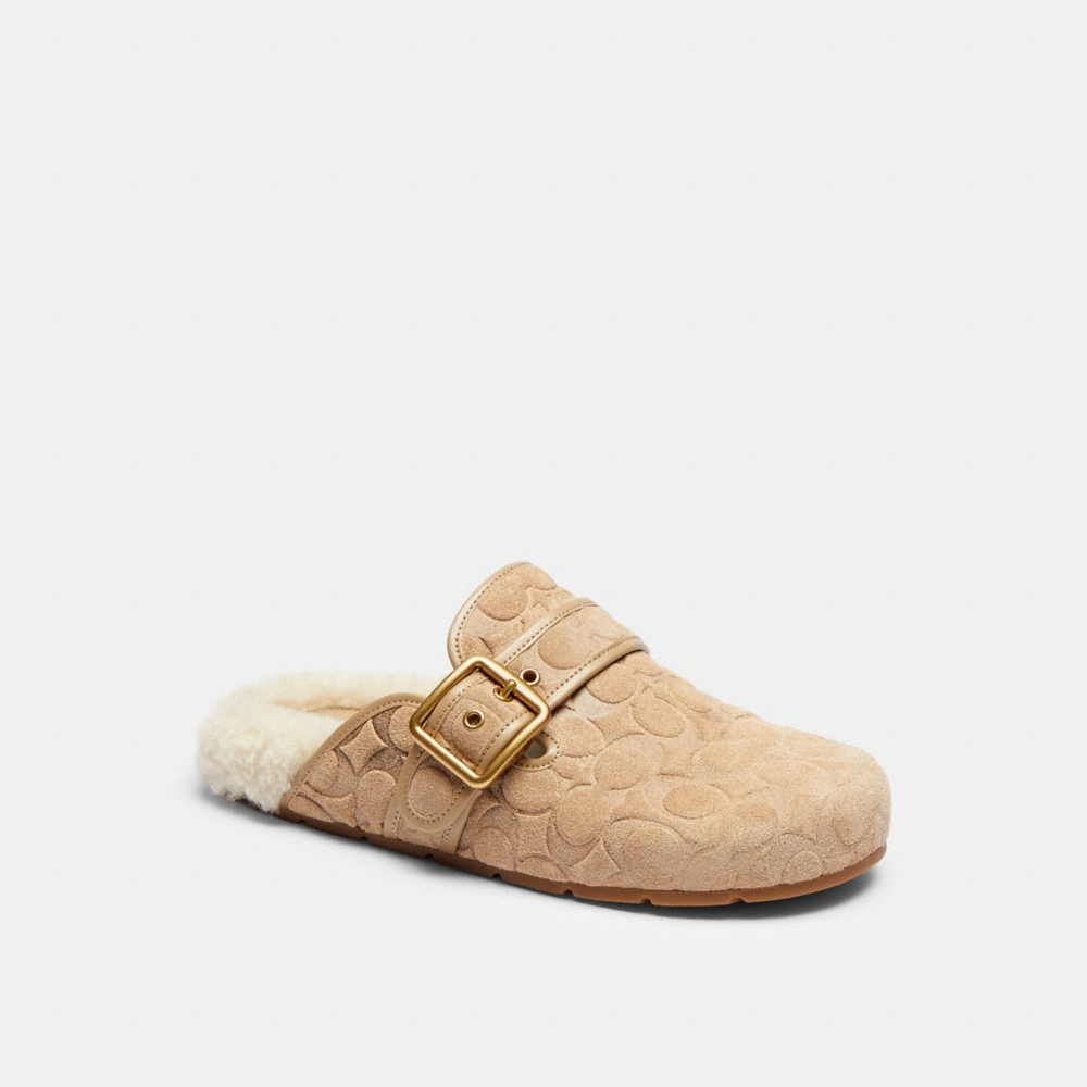 Coach Outlet Archival Buckle Clog With Signature Suede And Shearling - Preorder