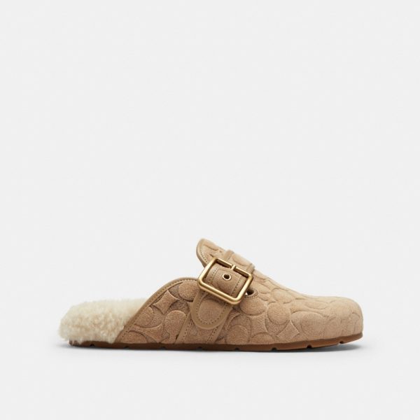 Coach Outlet Archival Buckle Clog With Signature Suede And Shearling - Preorder