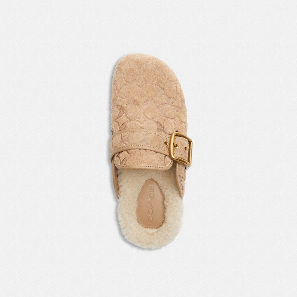 Coach Outlet Archival Buckle Clog With Signature Suede And Shearling - Preorder