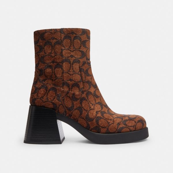 Coach Outlet Block Heel Boot In Signature Chenille - Preorder