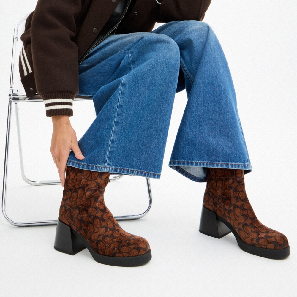 Coach Outlet Block Heel Boot In Signature Chenille - Preorder