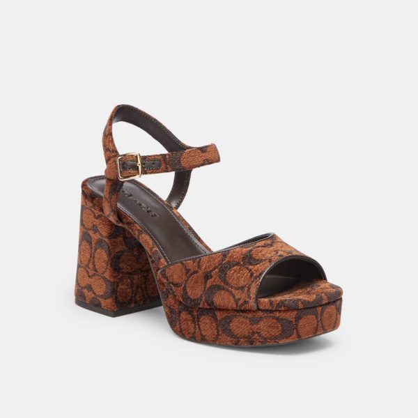 Coach Outlet Block Heel Sandal In Signature Chenille - Preorder