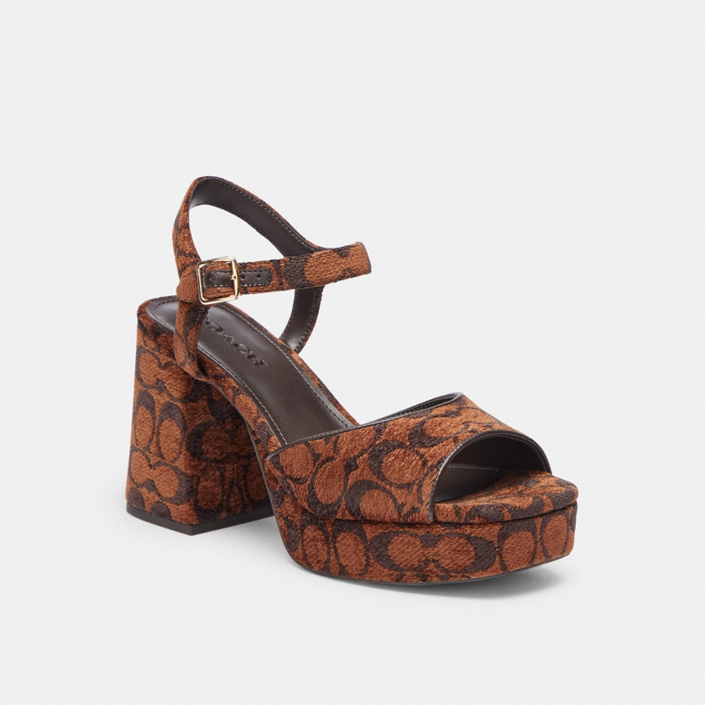 Coach Outlet Block Heel Sandal In Signature Chenille - Preorder