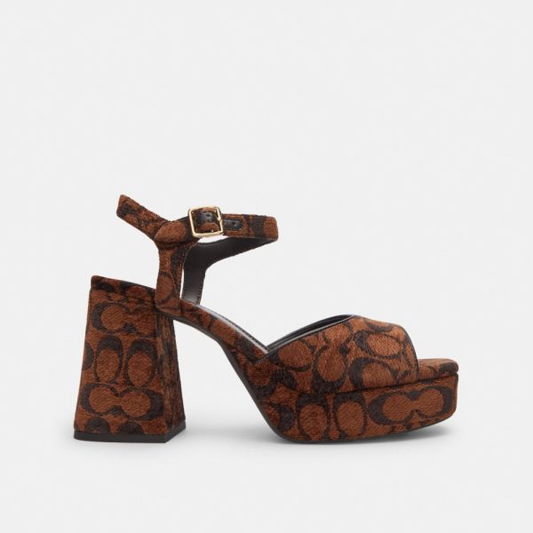 Coach Outlet Block Heel Sandal In Signature Chenille - Preorder