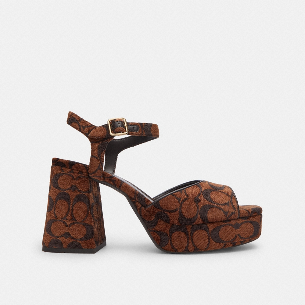 Coach Outlet Block Heel Sandal In Signature Chenille - Preorder