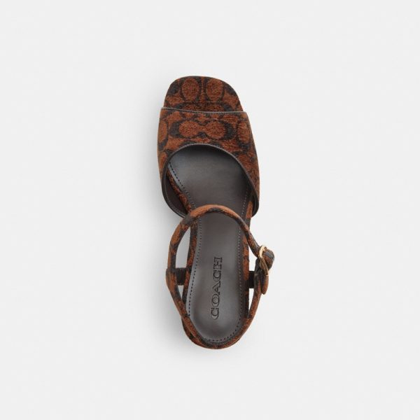 Coach Outlet Block Heel Sandal In Signature Chenille - Preorder