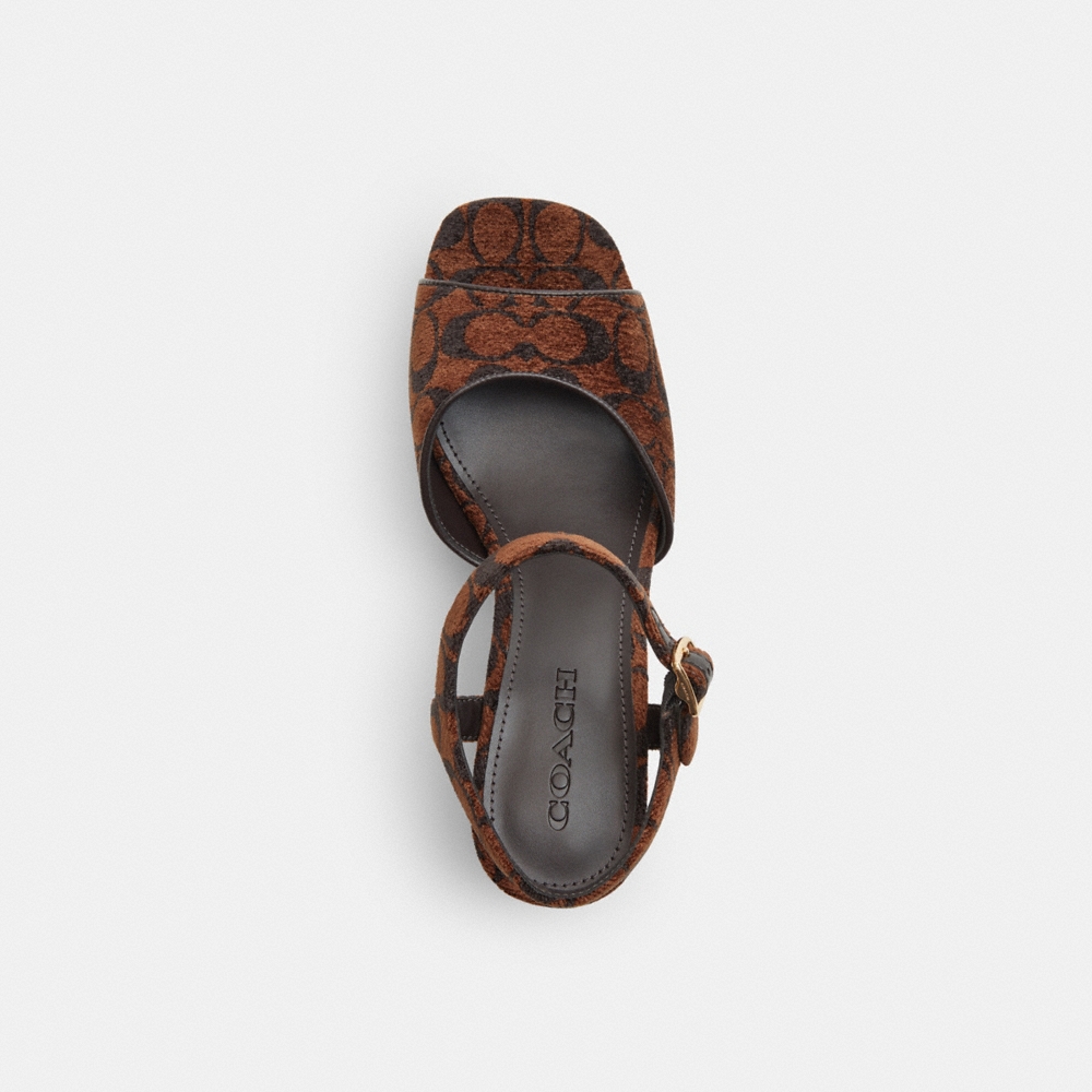 Coach Outlet Block Heel Sandal In Signature Chenille - Preorder