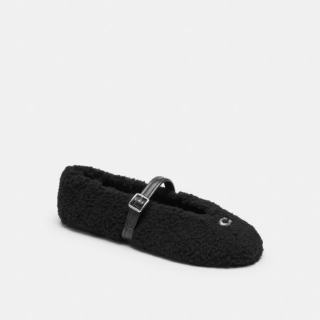 Coach Sculpted C Mary Jane In Shearling - Preorder — Black