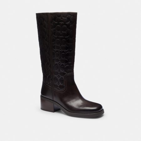 Coach Tall Boot In Signature Leather - Preorder — Chocolate Brown
