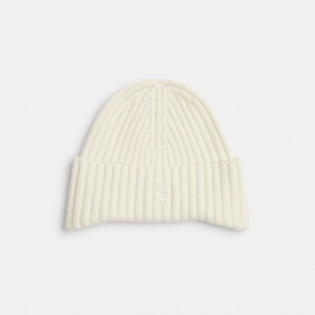 Coach Outlet Cashmere Beanie - Preorder — Chalk