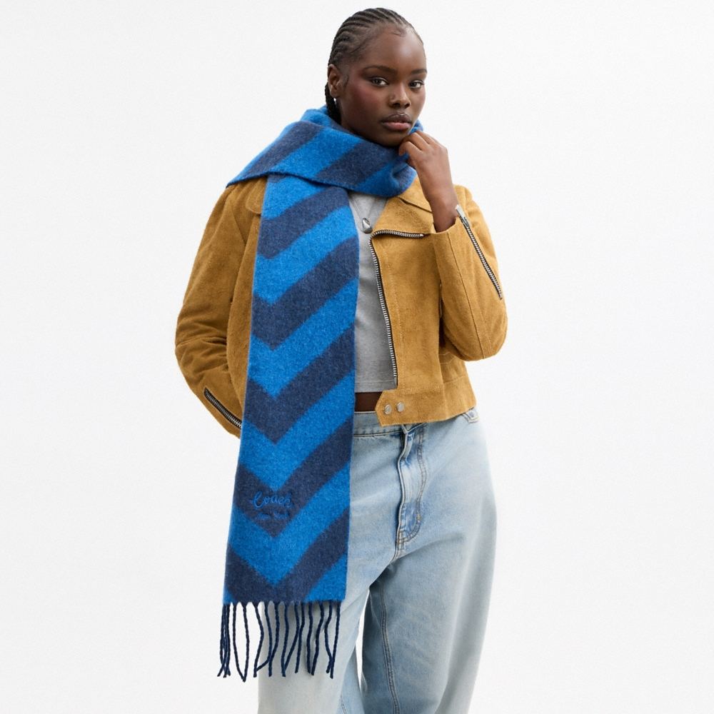 Coach Outlet Chevron Stripe Wide Muffler - Preorder
