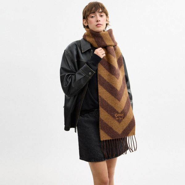 Coach Outlet Chevron Stripe Wide Muffler - Preorder