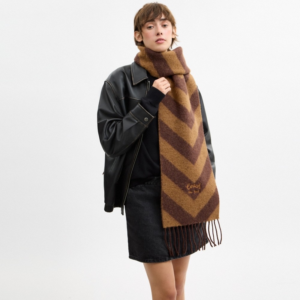 Coach Outlet Chevron Stripe Wide Muffler - Preorder