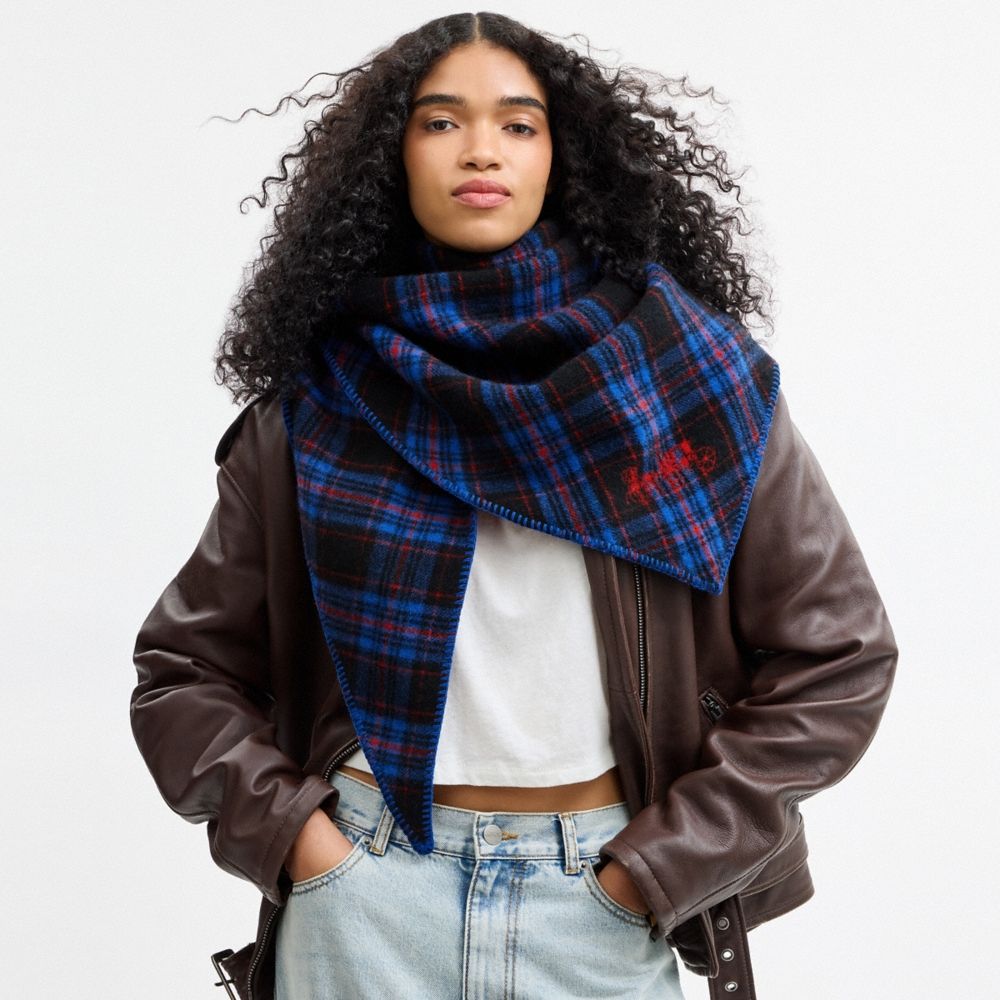 Coach Outlet Reversible Plaid Triangle Scarf - Preorder