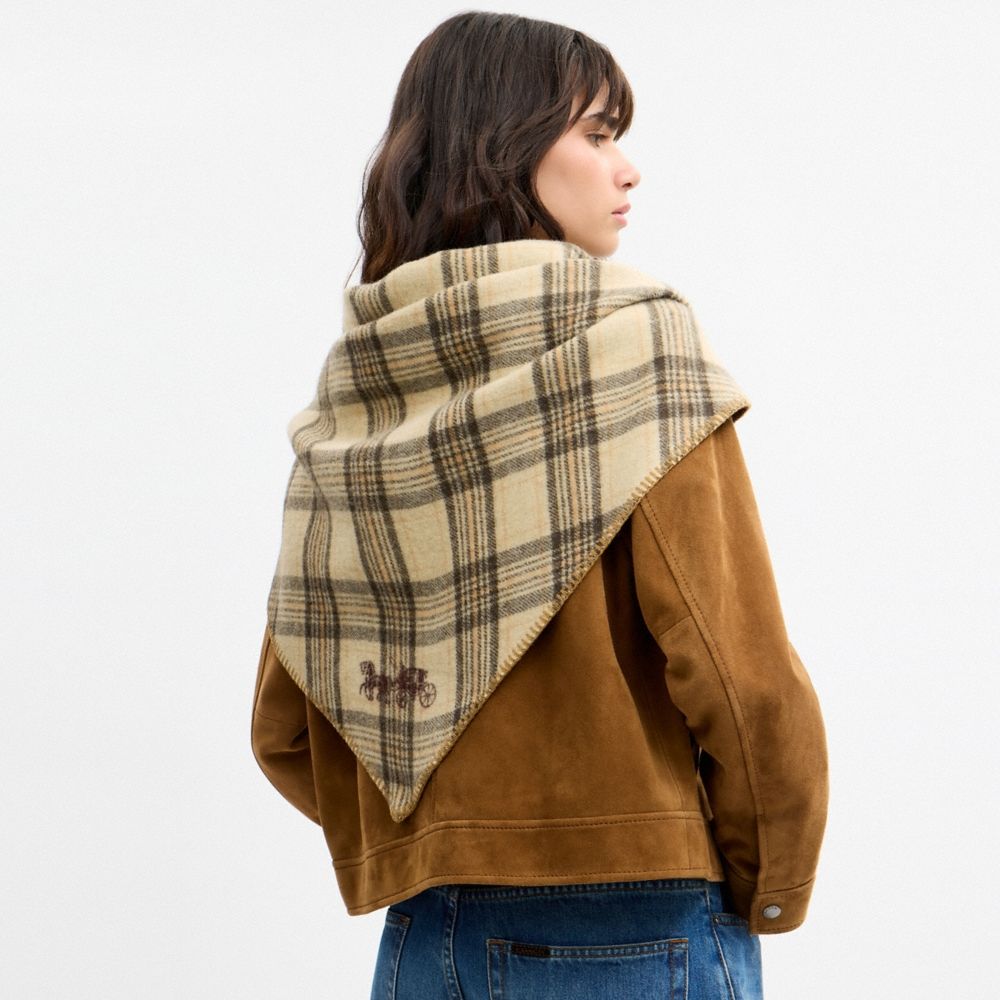 Coach Outlet Reversible Plaid Triangle Scarf - Preorder