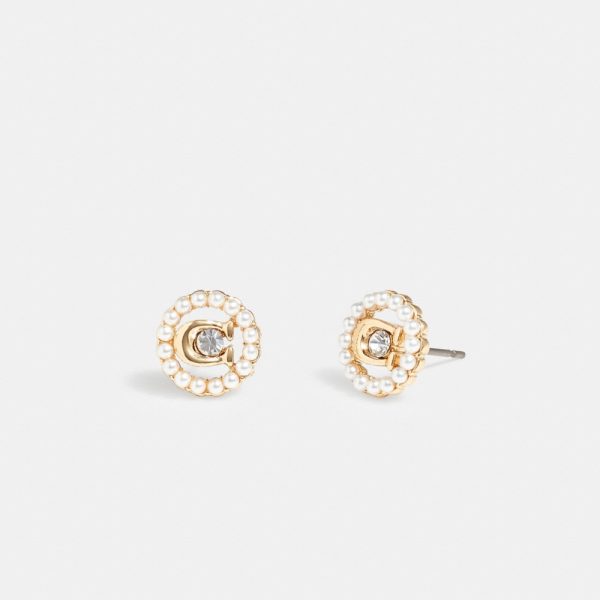 Coach Outlet Sculpted C Pearl Stud Earrings - Preorder