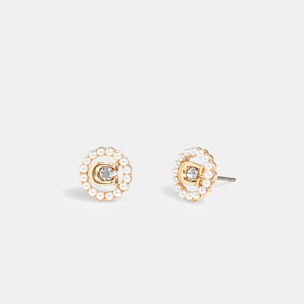 Coach Outlet Sculpted C Pearl Stud Earrings - Preorder