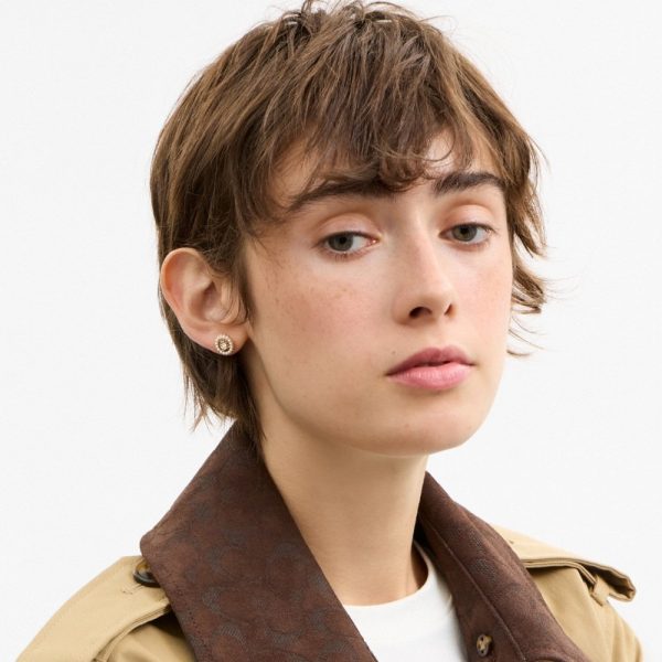 Coach Outlet Sculpted C Pearl Stud Earrings - Preorder