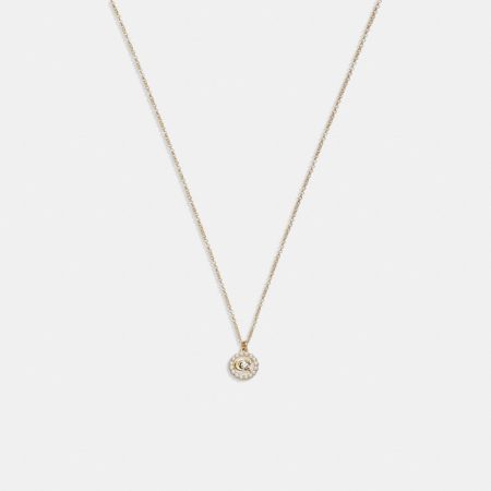 Coach Outlet Signature Crystal Pearl Pendant Necklace - Preorder — Brass