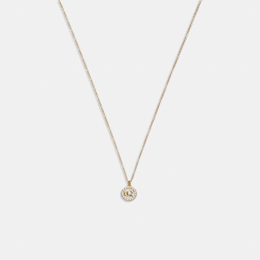 Coach Outlet Signature Crystal Pearl Pendant Necklace - Preorder