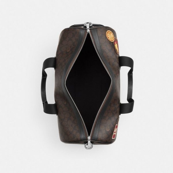Coach Outlet Explorer Duffle Bag 45 In Signature Canvas With Patches - Preorder