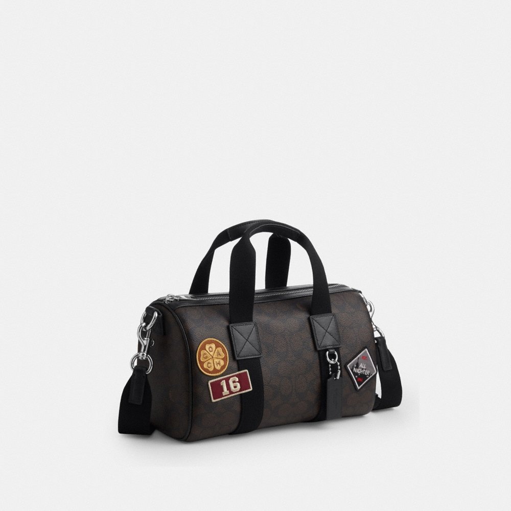 Coach Outlet Explorer Duffle Bag 28 In Signature Canvas With Patches - Preorder