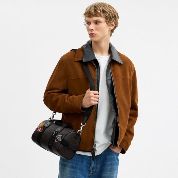 Coach Outlet Explorer Duffle Bag 28 In Signature Canvas With Patches - Preorder