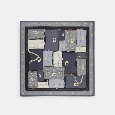 Coach Outlet Stacked Tabby Star Print Silk Square Scarf - Preorder — Black