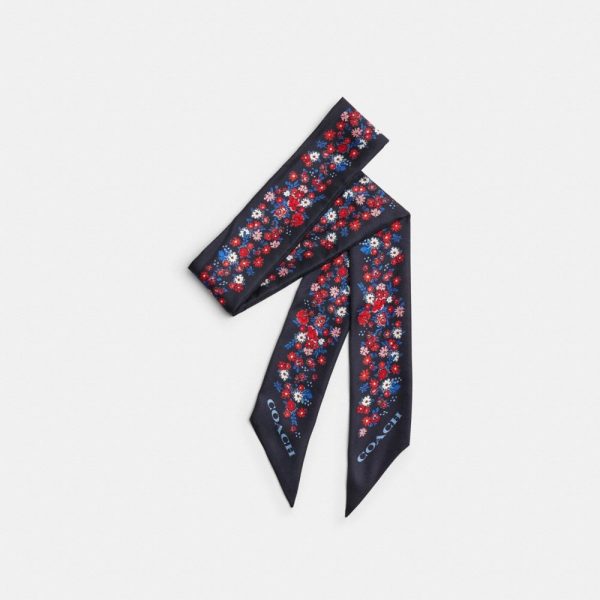 Coach Outlet Signature Posey Cluster Print Silk Skinny Scarf - Preorder