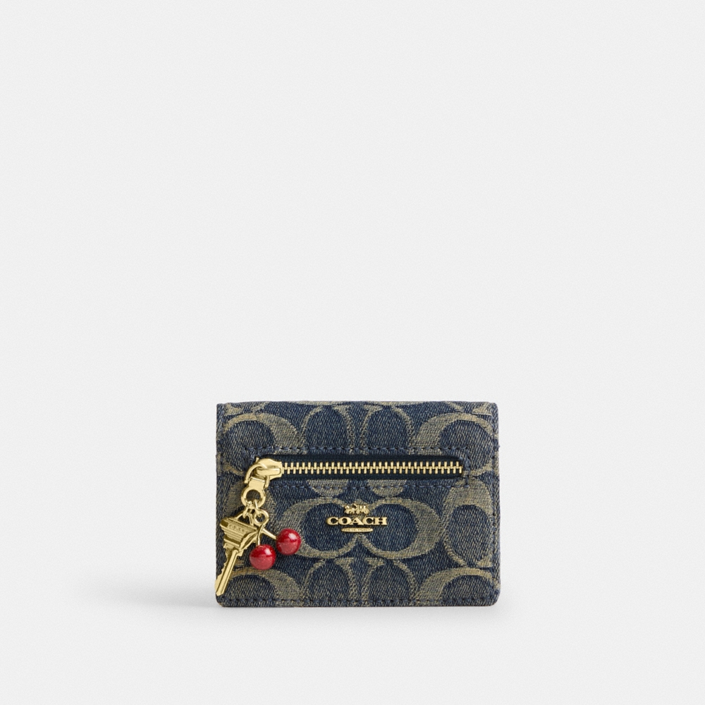 Coach Outlet Card Case With Charms In Signature Regenerative Cotton Denim - Preorder