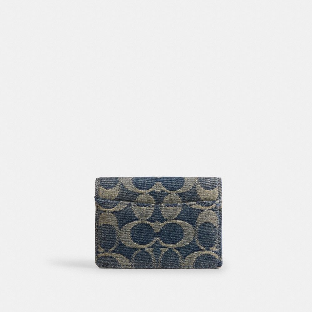 Coach Outlet Card Case With Charms In Signature Regenerative Cotton Denim - Preorder