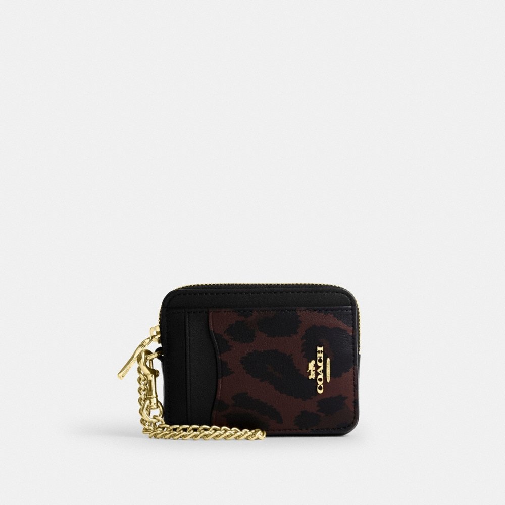 Coach Outlet Zip Card Case With Leopard Print - Preorder