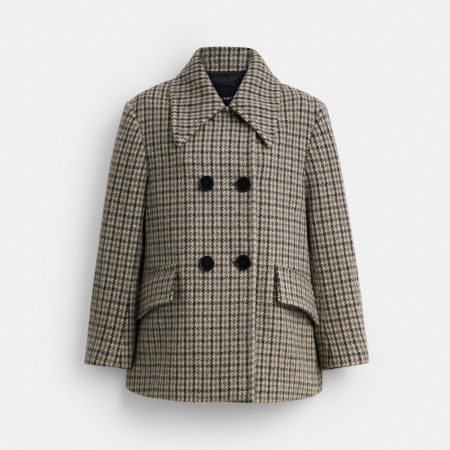 Coach Houndstooth Wool Coat - Preorder — Black/White Multi