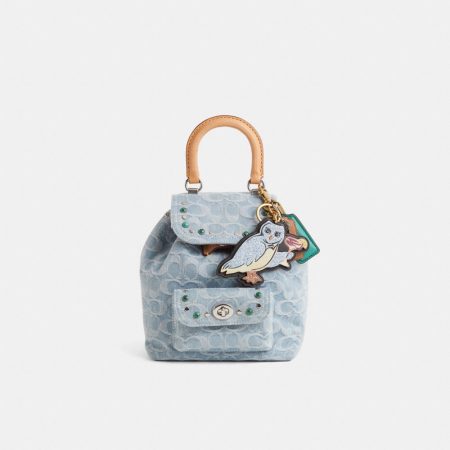 Coach Custom Riya Backpack 21 In Signature Denim - Preorder — Silver/Pale Blue