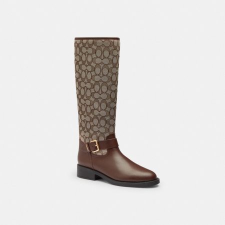 Coach Outlet Riding Boot In Signature Jacquard - Preorder — Oak/Maple